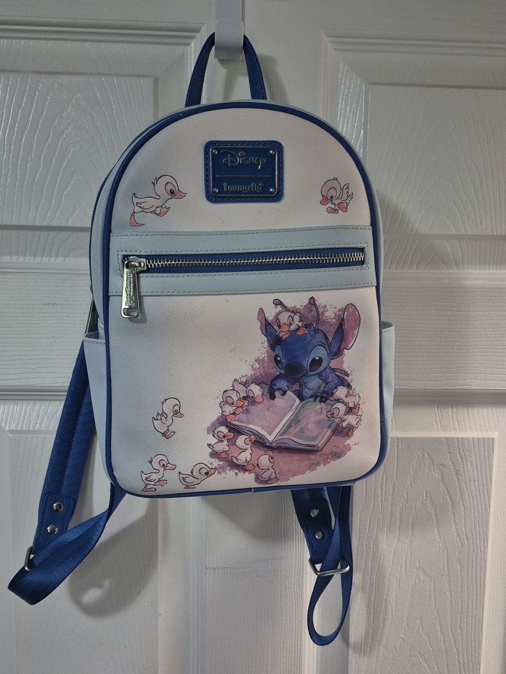 Disney Stitch Storytime White and Blue Kids Mini Backpack